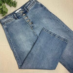 Kancan Wide Leg Cropped Jeans Blue Denim Button Fly High Rise Women’s Size 7/27